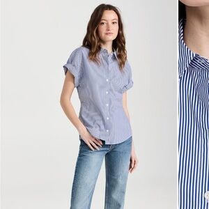 FRAME Denim Blue & White Striped Button Down Shirt